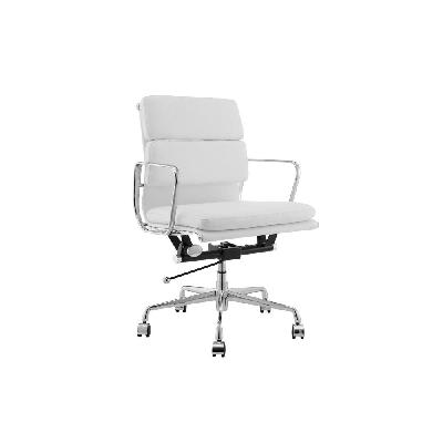 eames replica standard aluminium padded low back office computer work task chair - white leather white