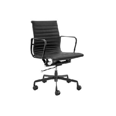 eames replica standard matte black aluminium low back office computer work task chair - black leather black