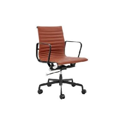 eames replica standard matte black aluminium low back office computer work task chair - tan leather tan