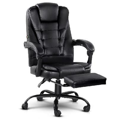 electric massage office chairs recliner computer gaming seat footrest black