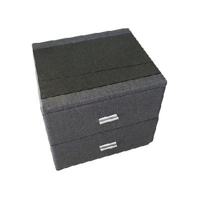elena fabric 2-drawers bedside nightstand side table - dark grey