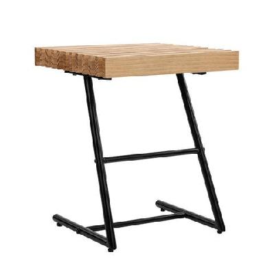 eliza wood top end lamp side table slat oak/black