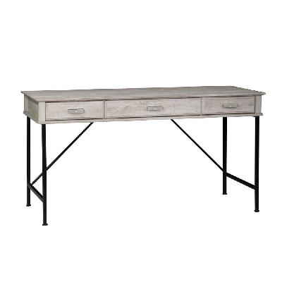 elle 3-drawers office study writing computer desk - washed grey