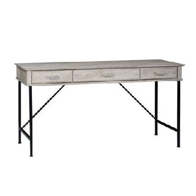 elle 3-drawers office study writing computer desk - washed grey