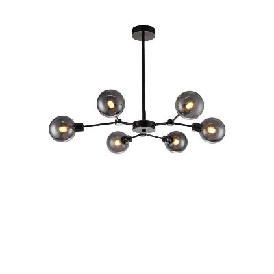 ellison 6 lights modern elegant pendant lamp ceiling light - black chrome