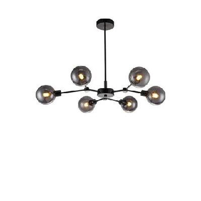 ellison 6 lights modern elegant pendant lamp ceiling light - black chrome