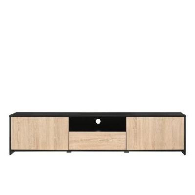 elly lowline entertainment unit tv stand 180cm w/ 2-doors 1-drawer - black/oak