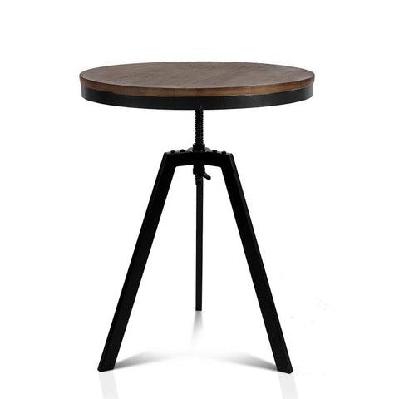 elm wood round dining table - dark brown