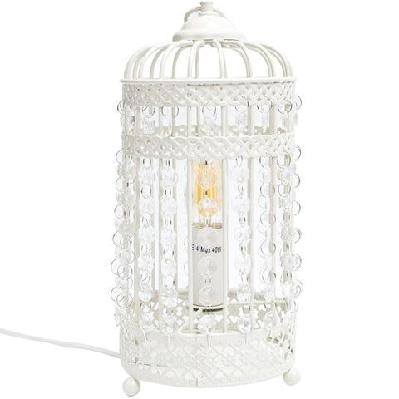 elsa white metal cage table desk lamp - white