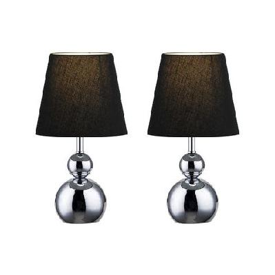 elvin classic minimalist touch iron table lamp light fabric shade - chrome and black