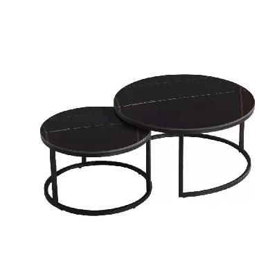 emery round nesting sintered stone coffee table - black