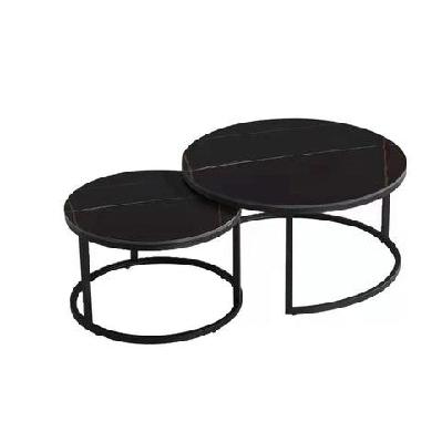 emery round nesting sintered stone coffee table - black