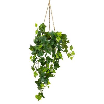 english ivy artificial fake hanging planter 98cm decorative w/ rope - green