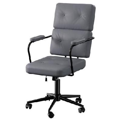 ergonomic high-back pu leather office chair | adjustable computer desk chair with 360° swivel and metal base (grey)