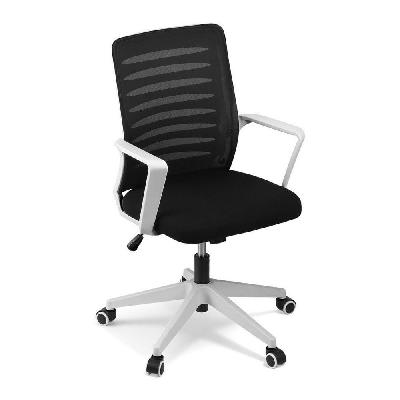 ergonomic office chair mesh computer desk chairs with lumbar support, height adjustment swivel chair mid back for home office study, black and white