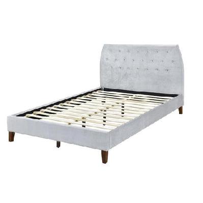 modern designer velvet fabric queen bed frame with headboard - grey