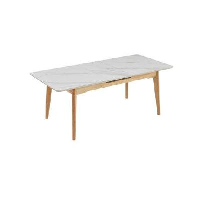 erina marble effect ceramic extension kitchen dining table 160-200cm snow white