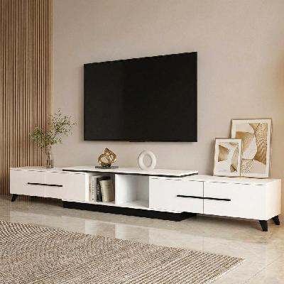 extendable tv cabinet entertainment unit stand white