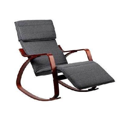 fabric rocking armchair with adjustable footrest - charcoal