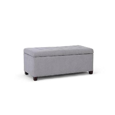 fabric storage box ottoman foot stool bench - ash grey ash grey