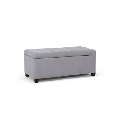fabric storage box ottoman foot stool bench - ash grey ash grey