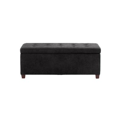 fabric storage box ottoman foot stool bench - black black