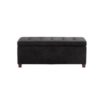 fabric storage box ottoman foot stool bench - black black
