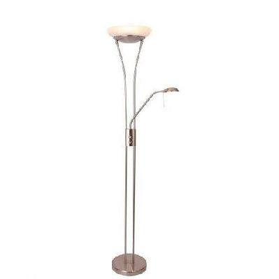 fareeda mother and child led floor lamp standing floor lamp metal base glass shade - satin chrome