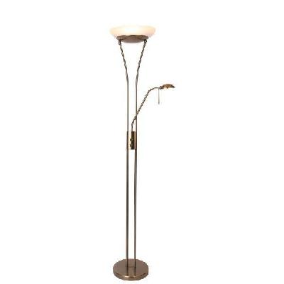 fareeda mother and child led standing floor lamp metal base glass shade - antique brass
