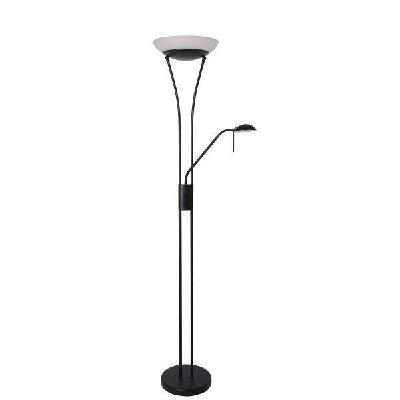 fareeda mother and child led standing floor lamp metal base glass shade - black