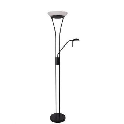 fareeda mother and child led standing floor lamp metal base glass shade - black