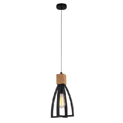 faro pendant lamp light interior es matte black convex cone with wood highlight od180mm