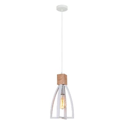 faro pendant lamp light interior es matte white convex cone with wood highlight od180mm