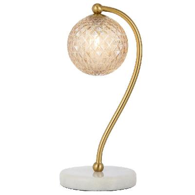 felton modern table desk lamp light glass metal amber antique gold white marble polished