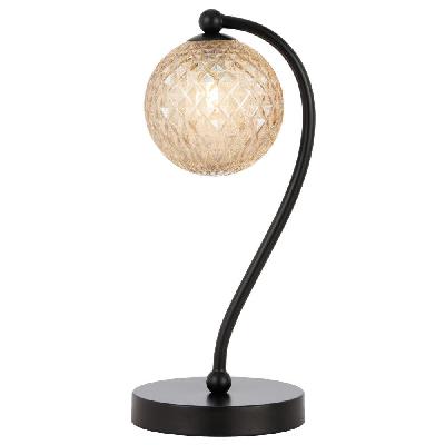 felton modern table desk lamp light glass metal amber black matte