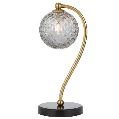 felton modern table desk lamp light glass metal antique gold black marble smoke matte