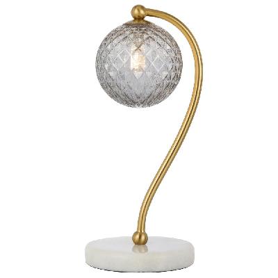 felton modern table desk lamp light glass metal antique gold smoke white marble polished
