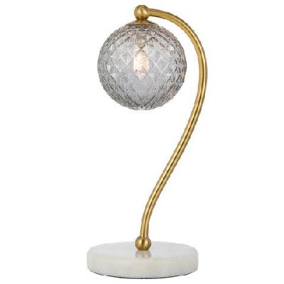 felton modern table desk lamp light glass metal antique gold smoke white marble polished