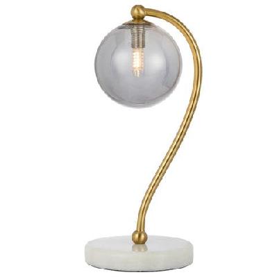 felton modern table desk lamp light glass metal antique gold smoke white marble polished