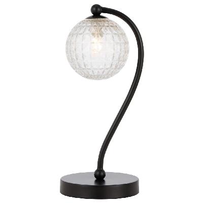 felton modern table desk lamp light glass metal black clear matte