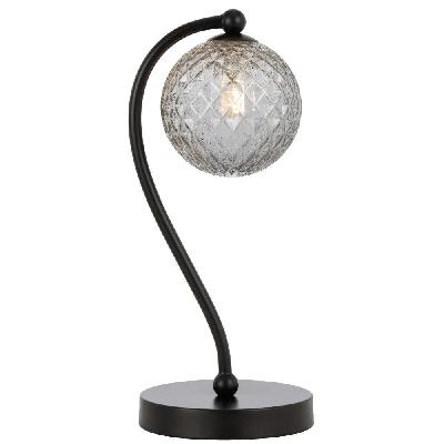 felton modern table desk lamp light glass metal black smoke matte