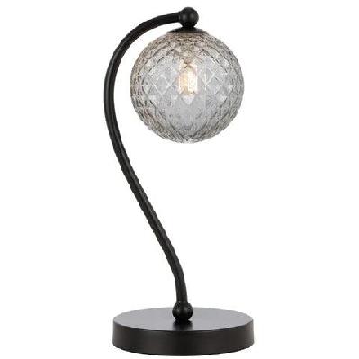 felton modern table desk lamp light glass metal black smoke matte