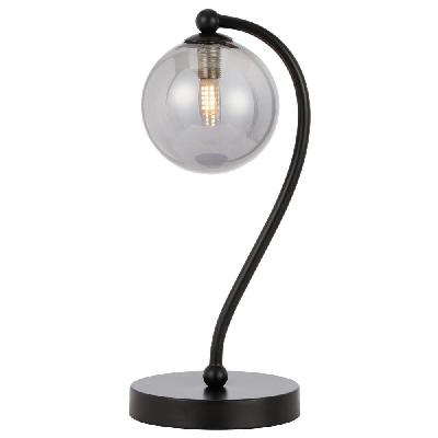 felton modern table desk lamp light glass metal black smoke matte