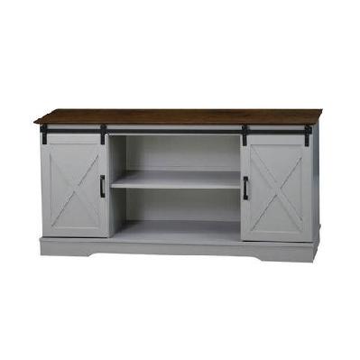 fethi barn door farmhosue tv stand entertainment unit storage cabinet - grey and rosewood