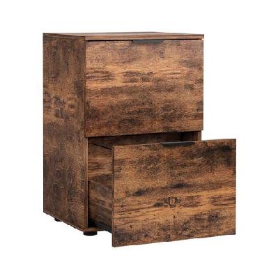 filing cabinet files storage office shelves file organiser rustic brown 2 drawer