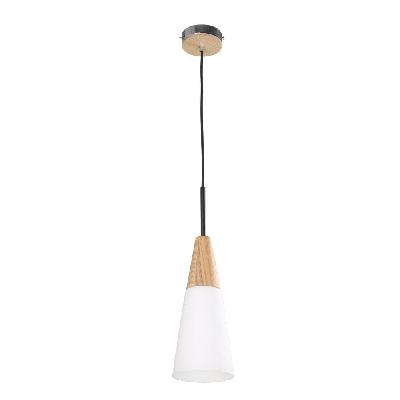 finn pendant lamp light interior es opal glass long cone with wood highlight od130mm