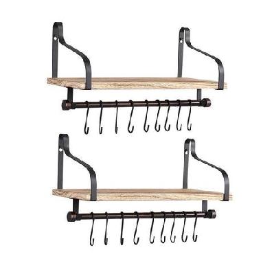 floating shelf brackets wall shelves mount display rack storage hook 2pcs