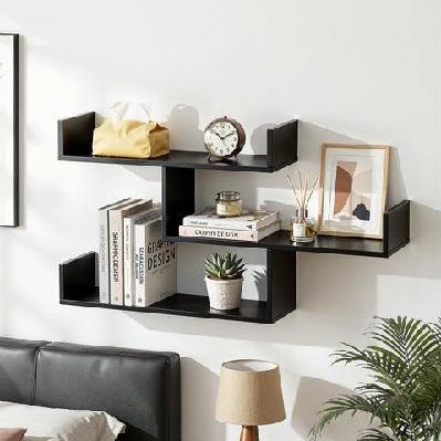 floating wall shelf 3 tier black