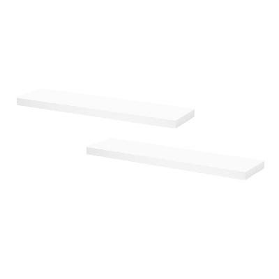 floating wall shelf set of 2 white 90cm