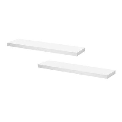 floating wall shelf set of 2 white 90cm